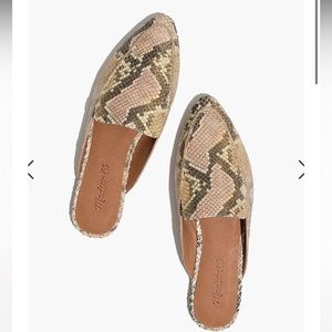 Madewell The Frances Skimmer Mule in Snake embossed leather